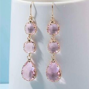 Elegant Pink and Gold Drop Earrings